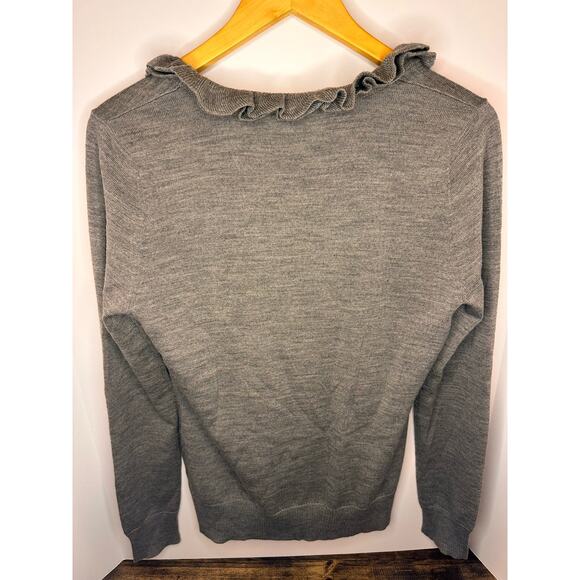 Cozy Gray Merino Wool Tory Burch Sweater Classic & Chic Size M - Picture 4 of 6